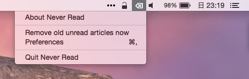 Never Read lifes in your menu bar.